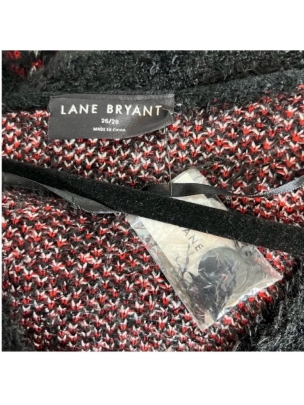 Lane Bryant textured sweater knit button front plaid cardigan Sweater